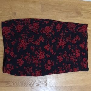 Black skirt with red flowers